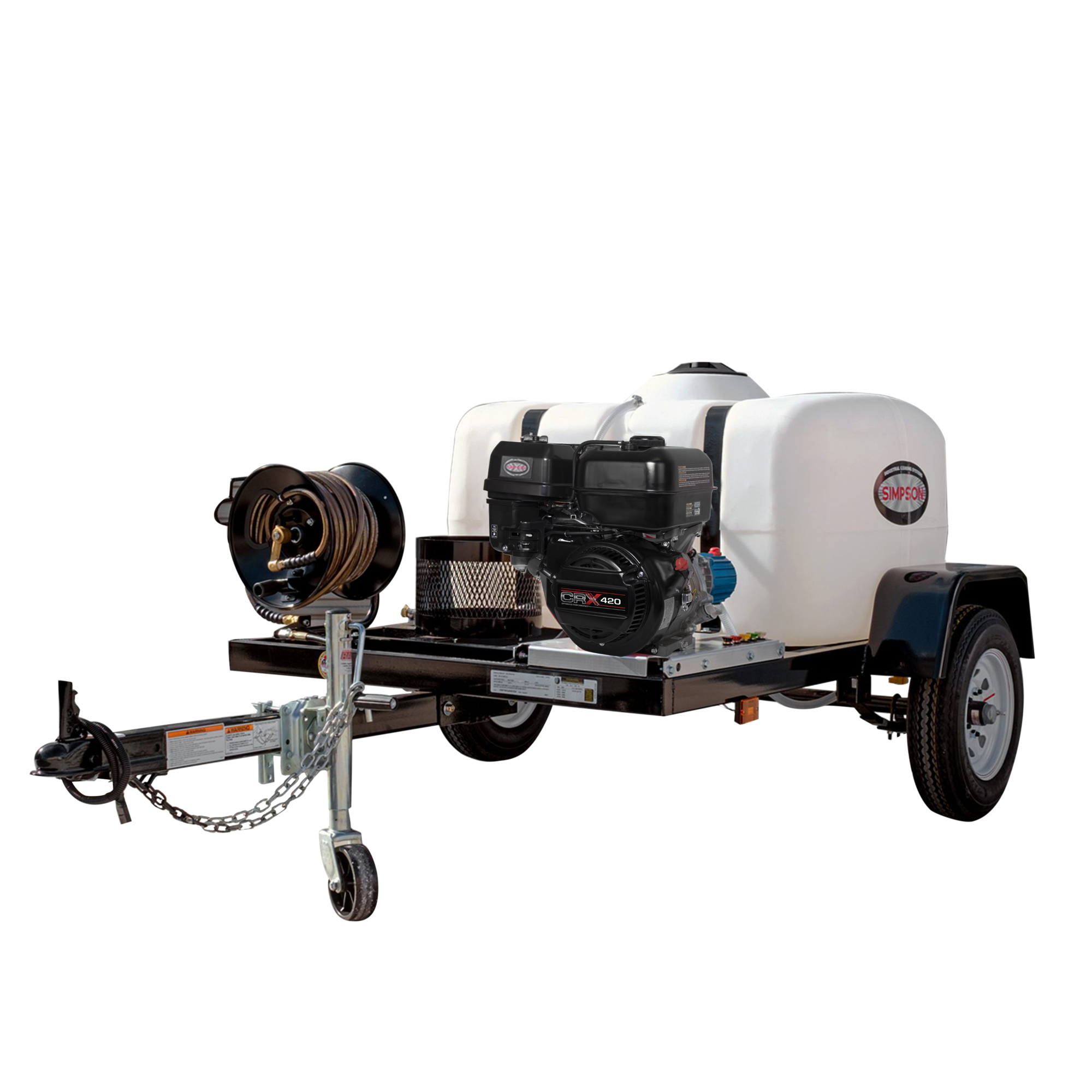 SIMPSON Gas Pressure Washer Trailer, 4200 PSI, 4 GPM, CRX Engine, 150-Gal. Water Tank, Model# 95130